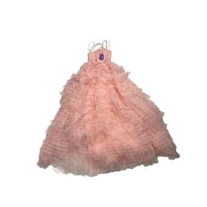 Windsor Pink Tulle Ruffle Dress Glitter Strap Formal Womens Large